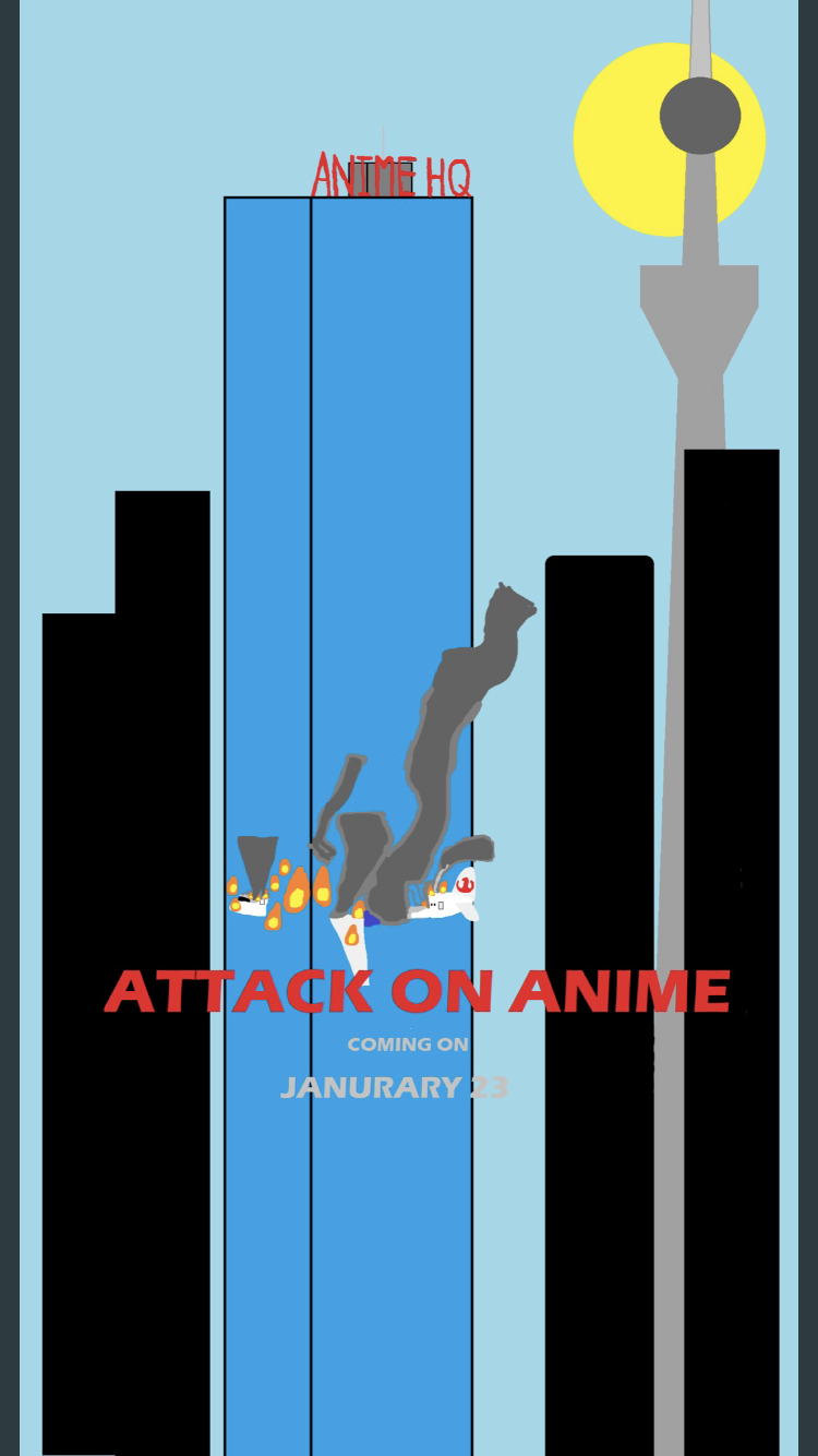 Attack on anime: anime hq falls original poster Blank Meme Template