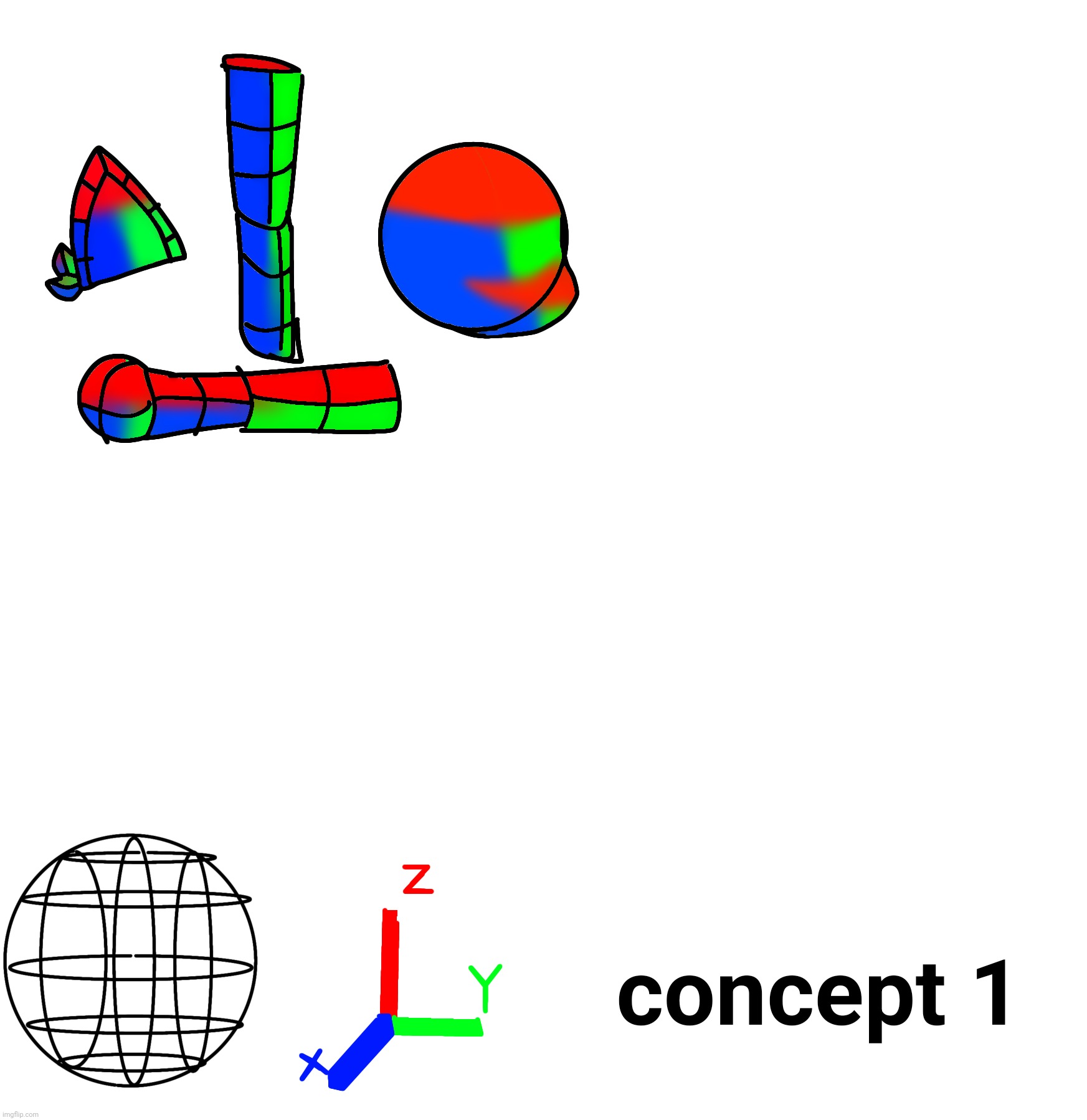 Concept blueprint for 3D clipz | made w/ Imgflip meme maker