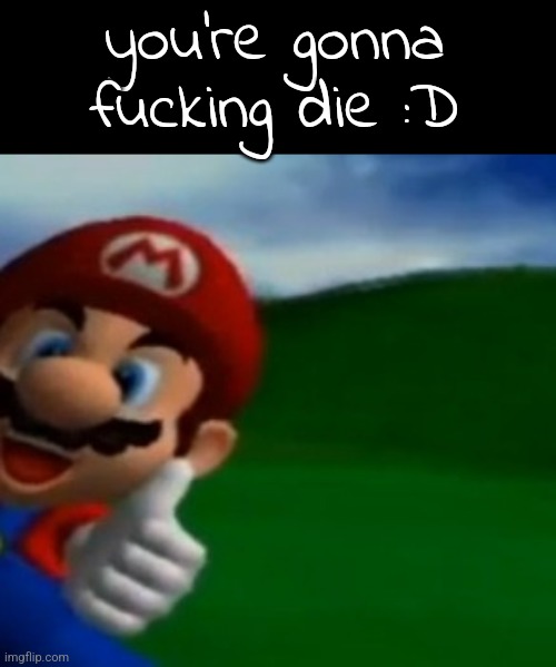 put your hands up for the swat team!!! <3 | you're gonna fucking die :D | image tagged in mario thumbs up | made w/ Imgflip meme maker