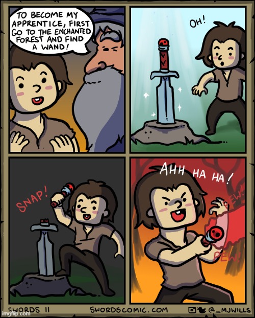 image tagged in swords,wizard,the apprentice,sword,handle,wand | made w/ Imgflip meme maker