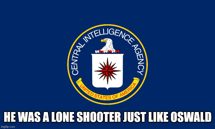 JFK was right about the CIA | HE WAS A LONE SHOOTER JUST LIKE OSWALD | image tagged in central intelligence agency cia,liars,killed,jfk | made w/ Imgflip meme maker