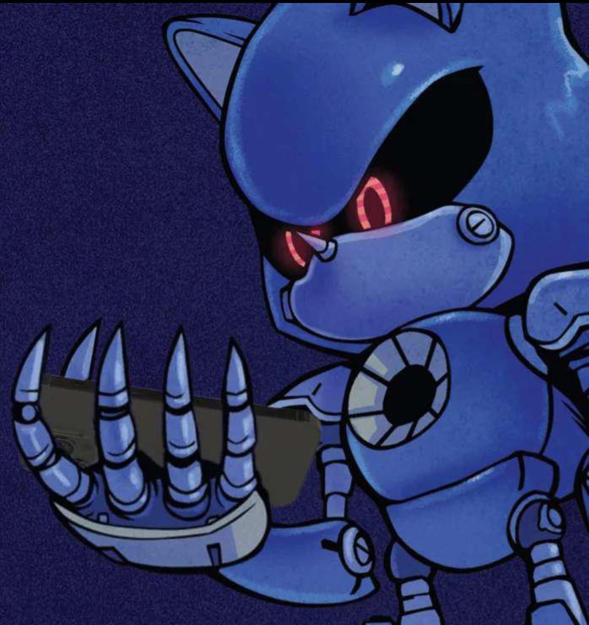 Metal sonic looking at phone Blank Meme Template