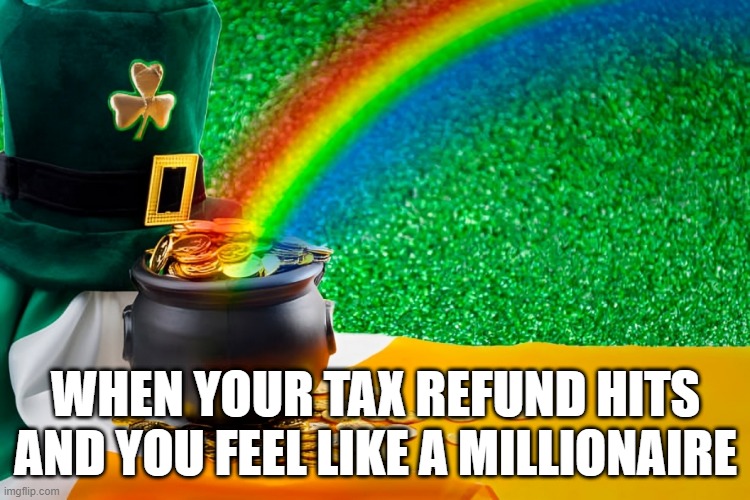 tax refund | WHEN YOUR TAX REFUND HITS AND YOU FEEL LIKE A MILLIONAIRE | image tagged in memes | made w/ Imgflip meme maker