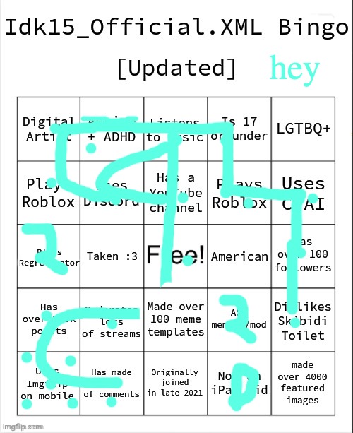 ‘Hej! | hey | image tagged in idk15_official xml bingo updated | made w/ Imgflip meme maker