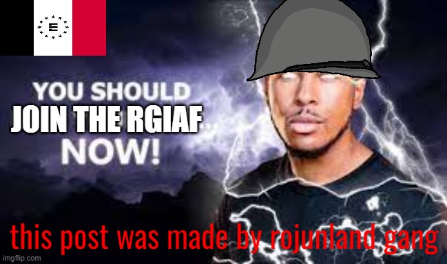 Least patriotic Rojunese person | JOIN THE RGIAF; this post was made by rojunland gang | image tagged in rojunland,risor,micronations,micronationalism | made w/ Imgflip meme maker