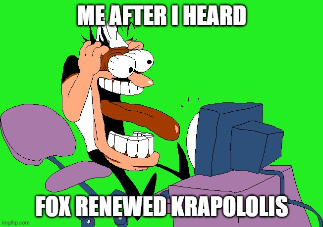 fox what were you thinking #cancelkrapopolis | ME AFTER I HEARD; FOX RENEWED KRAPOLOLIS | image tagged in peppino screaming at the camera,fox,public service announcement,pizza tower | made w/ Imgflip meme maker