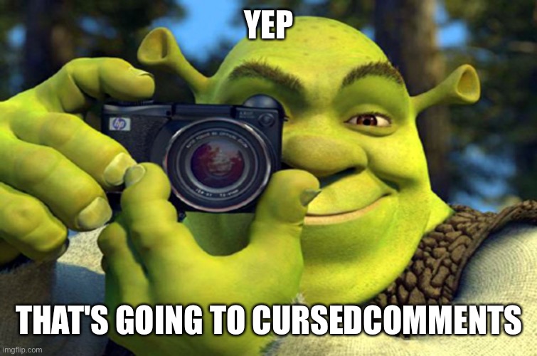 shrek camera | YEP THAT'S GOING TO CURSEDCOMMENTS | image tagged in shrek camera | made w/ Imgflip meme maker