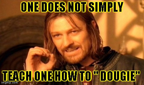 One Does Not Simply | ONE DOES NOT SIMPLY TEACH ONE HOW TO " DOUGIE" | image tagged in memes,one does not simply | made w/ Imgflip meme maker