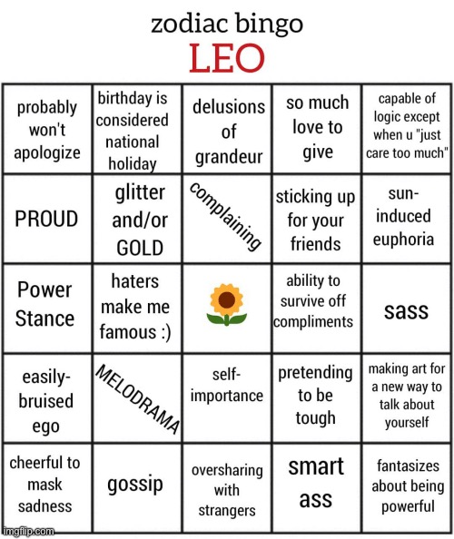 I’m not a leo lmaoo | image tagged in leo bingo | made w/ Imgflip meme maker