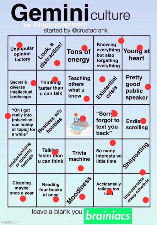 I like science more than astrology but holy shit are you spying on me | image tagged in gemini bingo | made w/ Imgflip meme maker