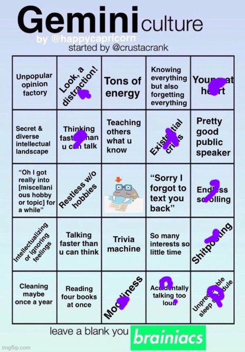 Gemini bingo | image tagged in gemini bingo | made w/ Imgflip meme maker