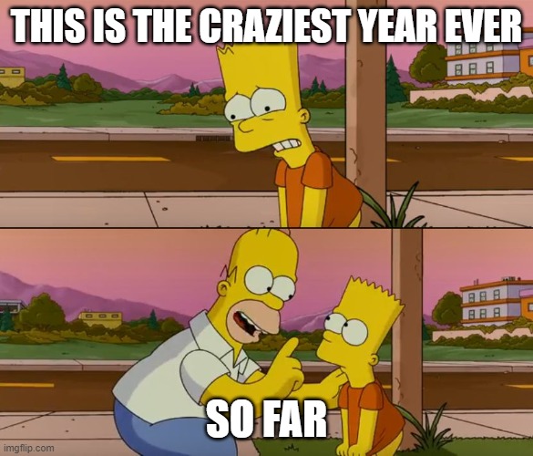 Craziest Year Ever | THIS IS THE CRAZIEST YEAR EVER; SO FAR | image tagged in simpsons so far | made w/ Imgflip meme maker