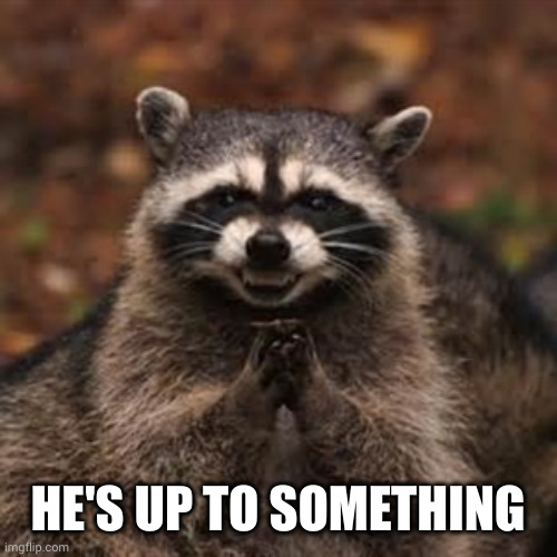 Sneaky Coon | HE'S UP TO SOMETHING | image tagged in sneaky coon | made w/ Imgflip meme maker