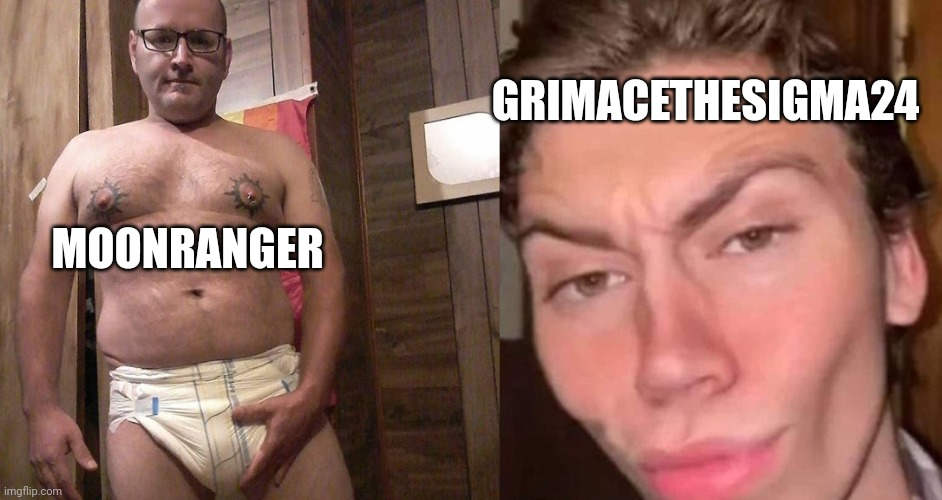 the virgin moonranger vs chad grimace Blank Meme Template