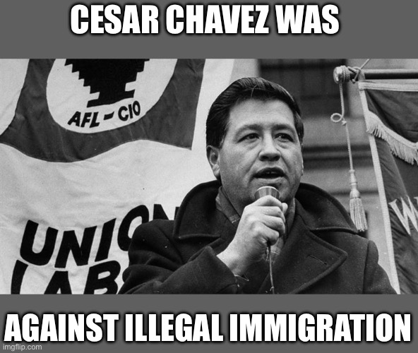Cesar Chavez | CESAR CHAVEZ WAS AGAINST ILLEGAL IMMIGRATION | image tagged in cesar chavez | made w/ Imgflip meme maker