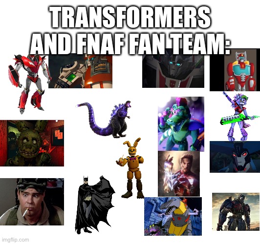 Me | TRANSFORMERS AND FNAF FAN TEAM: | image tagged in memes | made w/ Imgflip meme maker