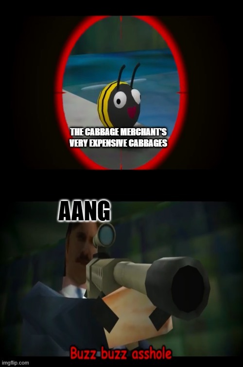 Avatar logic | THE CABBAGE MERCHANT'S VERY EXPENSIVE CABBAGES; AANG | image tagged in swagmaster69 attempting to shoot a bee | made w/ Imgflip meme maker