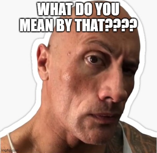 The rock side eye | WHAT DO YOU MEAN BY THAT???? | image tagged in the rock side eye | made w/ Imgflip meme maker