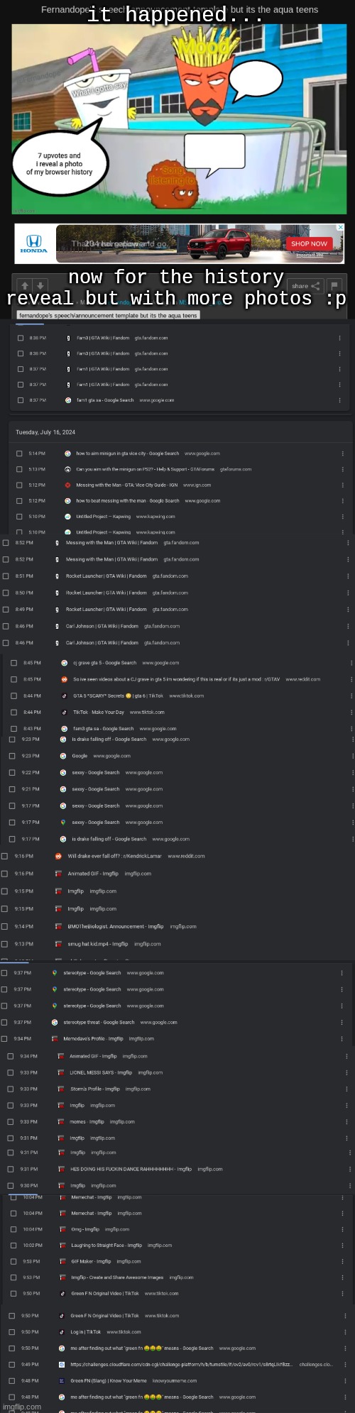 browser history reveal | it happened... now for the history reveal but with more photos :p | made w/ Imgflip meme maker
