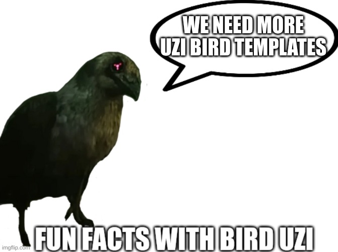 Fun Facts with Bird Uzi | WE NEED MORE UZI BIRD TEMPLATES | image tagged in fun facts with bird uzi | made w/ Imgflip meme maker