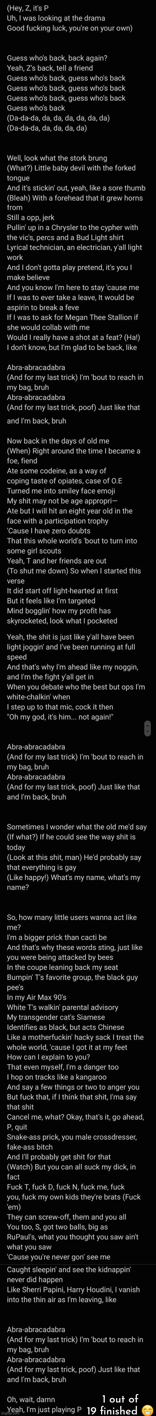 wait shit the last thing was supposed to say P and N. Whatever. | 1 out of 19 finished 😁 | made w/ Imgflip meme maker