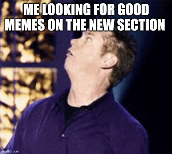 I heard this stream was once good, I don't believe that shit | ME LOOKING FOR GOOD MEMES ON THE NEW SECTION | image tagged in me looking for who asked | made w/ Imgflip meme maker