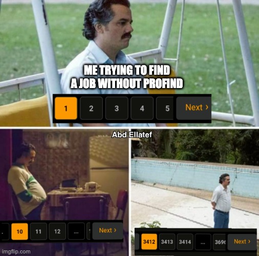 Profind | ME TRYING TO FIND A JOB WITHOUT PROFIND | image tagged in job search | made w/ Imgflip meme maker