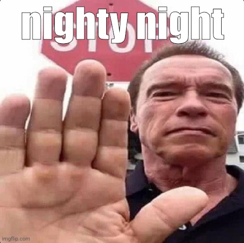 guy in front of stop sign | nighty night | image tagged in guy in front of stop sign | made w/ Imgflip meme maker