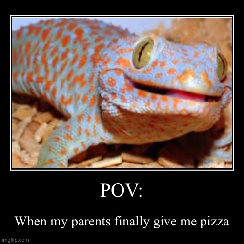 POV: | When my parents finally give me pizza | image tagged in funny,demotivationals | made w/ Imgflip demotivational maker