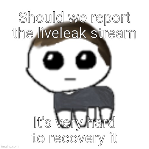 linus yippe | Should we report the liveleak stream; It's very hard to recovery it | image tagged in linus yippe | made w/ Imgflip meme maker
