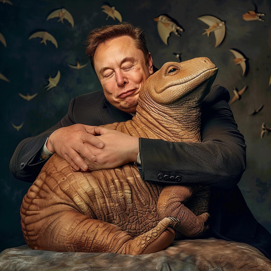 Elon Musk and the dinosaur baby Blank Meme Template