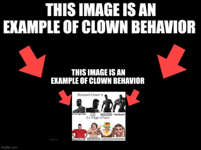 This image is an example of clown behavior dark mode | image tagged in this image is an example of clown behavior dark mode | made w/ Imgflip meme maker