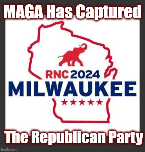 Took long enough | MAGA Has Captured; The Republican Party | image tagged in maga,rnc convention,trump,politics,dark to light,restore the republic | made w/ Imgflip meme maker