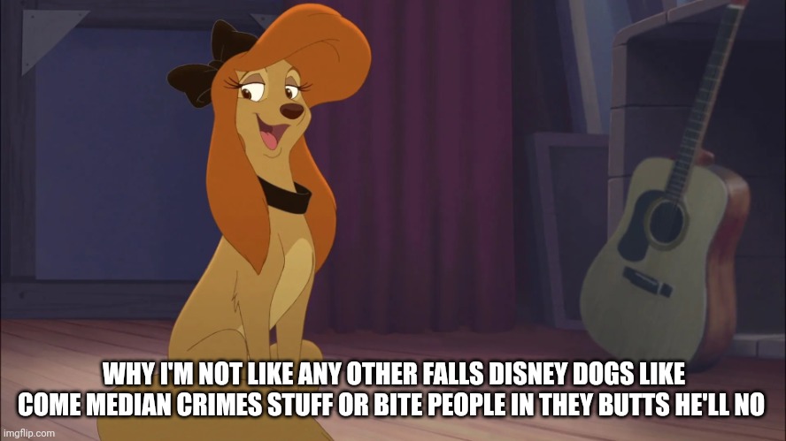 I'm Not Like Any Other Disney Dogs | WHY I'M NOT LIKE ANY OTHER FALLS DISNEY DOGS LIKE COME MEDIAN CRIMES STUFF OR BITE PEOPLE IN THEY BUTTS HE'LL NO | image tagged in dixie,the fox and the hound 2 | made w/ Imgflip meme maker