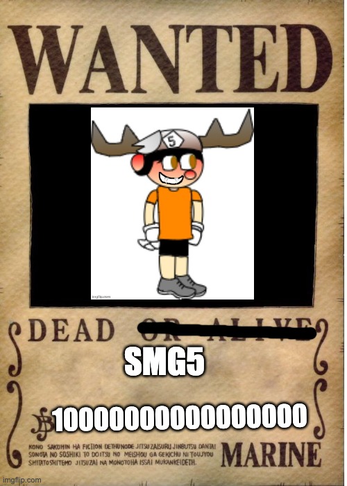 One piece wanted poster template | SMG5; 10000000000000000 | image tagged in one piece wanted poster template | made w/ Imgflip meme maker