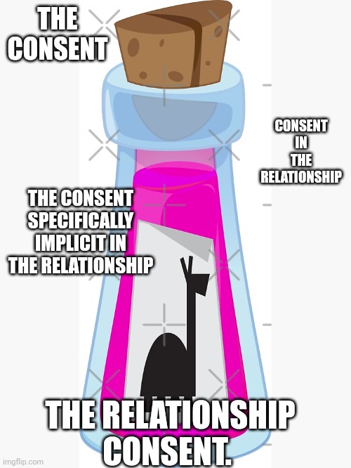 Kuzco's Poison | THE CONSENT; CONSENT IN THE RELATIONSHIP; THE CONSENT SPECIFICALLY IMPLICIT IN THE RELATIONSHIP; THE RELATIONSHIP CONSENT. | image tagged in kuzco's poison | made w/ Imgflip meme maker