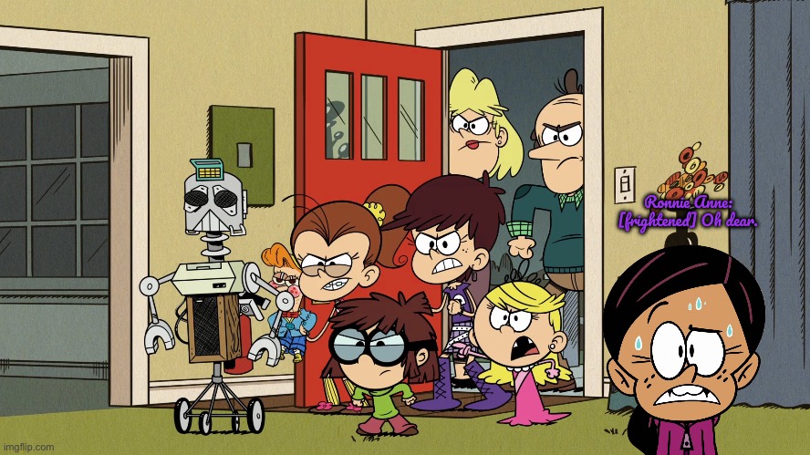 R. Anne's Reaction to The Taunting Hour | Ronnie Anne: [frightened] Oh dear. | image tagged in the loud house,lincoln loud,lori loud,ronnie anne,ronnie anne santiago,nickelodeon | made w/ Imgflip meme maker