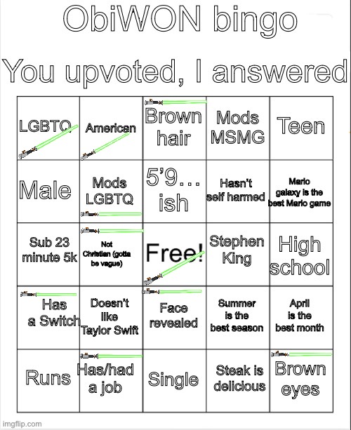 ObiWON bingo (no bingo) | image tagged in obiwon bingo,bingo,lgbtq,nintendo,nintendo switch,imgflip mods | made w/ Imgflip meme maker