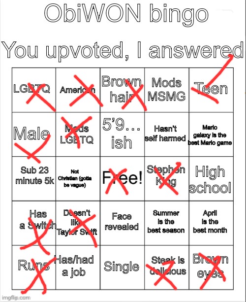 Just barely no bingo | image tagged in obiwon bingo | made w/ Imgflip meme maker