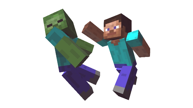 High Quality minecraft steve punches zombie Blank Meme Template