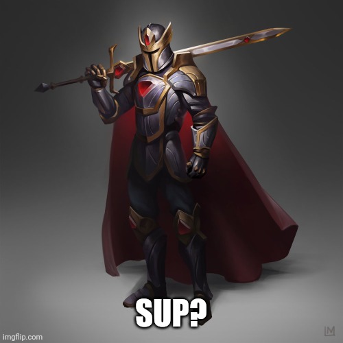 Hallowed Armor | SUP? | image tagged in hallowed armor | made w/ Imgflip meme maker