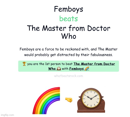 Bullshit.The Master is a fucking time lord.He can age all femboys and make em look not so fabulous | made w/ Imgflip meme maker