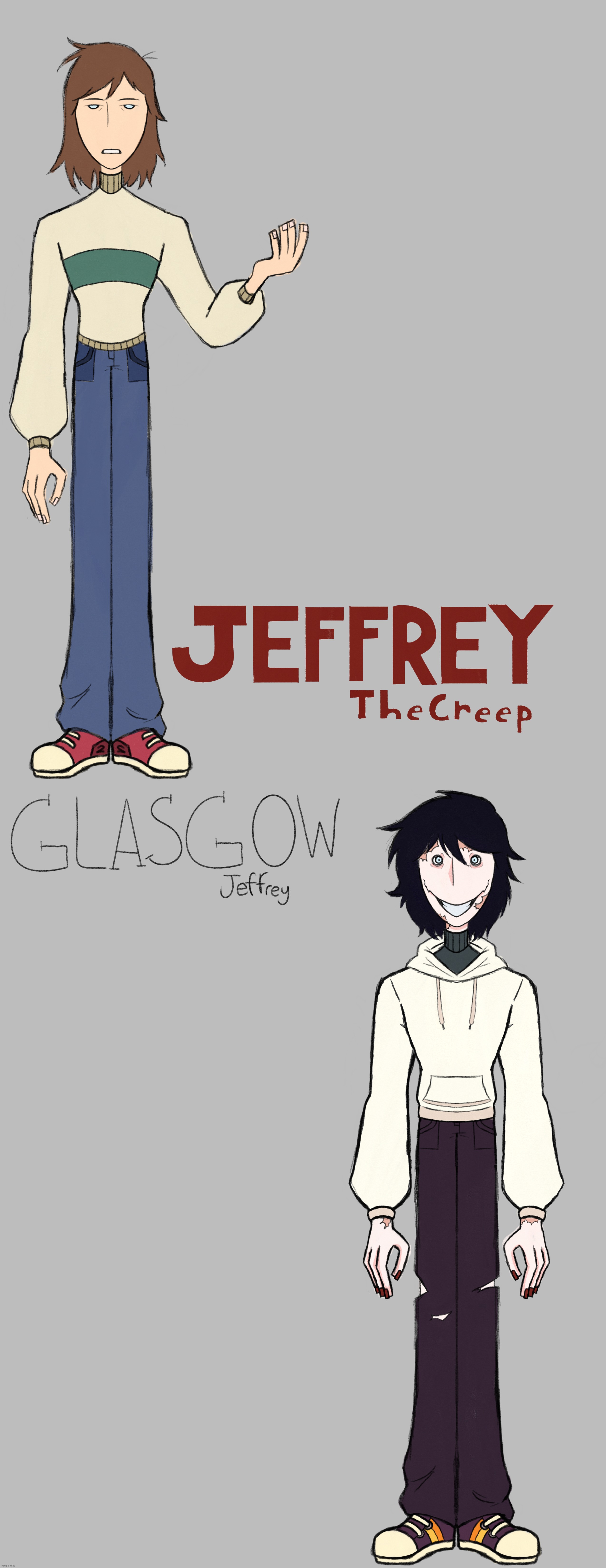 WIPs of my Jeffery rewrite designs (Top is 17 yr, bottom is 25 yr) | image tagged in jeff the killer,creepypasta | made w/ Imgflip meme maker