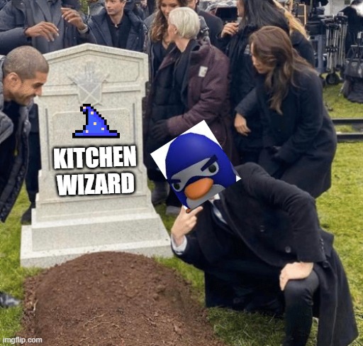 Grant Gustin over grave | KITCHEN WIZARD | image tagged in grant gustin over grave | made w/ Imgflip meme maker