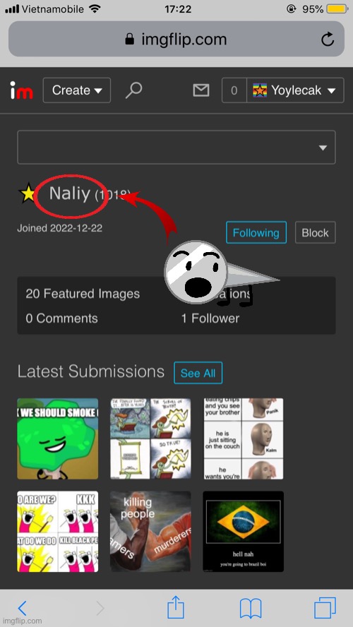 Naily | image tagged in bfdi | made w/ Imgflip meme maker