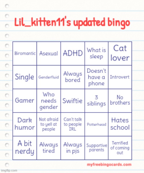 Lil_kitten11's updated bingo | image tagged in lil_kitten11's updated bingo | made w/ Imgflip meme maker