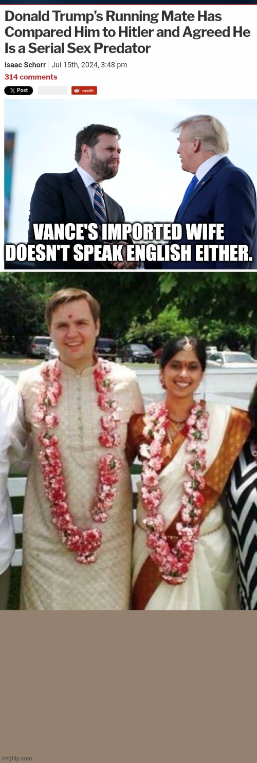 imported.wife | VANCE'S IMPORTED WIFE DOESN'T SPEAK ENGLISH EITHER. | image tagged in vance,pos | made w/ Imgflip meme maker