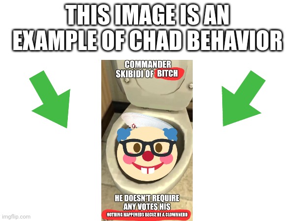 This image is an example of chad behavior | image tagged in this image is an example of chad behavior | made w/ Imgflip meme maker