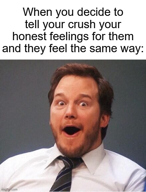 another wholesome meme, enjoy :) | When you decide to tell your crush your honest feelings for them and they feel the same way: | image tagged in excited,memes,funny,wholesome | made w/ Imgflip meme maker