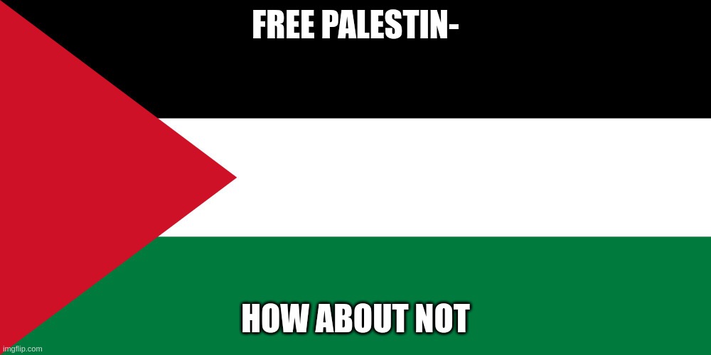 palestine | FREE PALESTIN-; HOW ABOUT NOT | image tagged in palestine | made w/ Imgflip meme maker